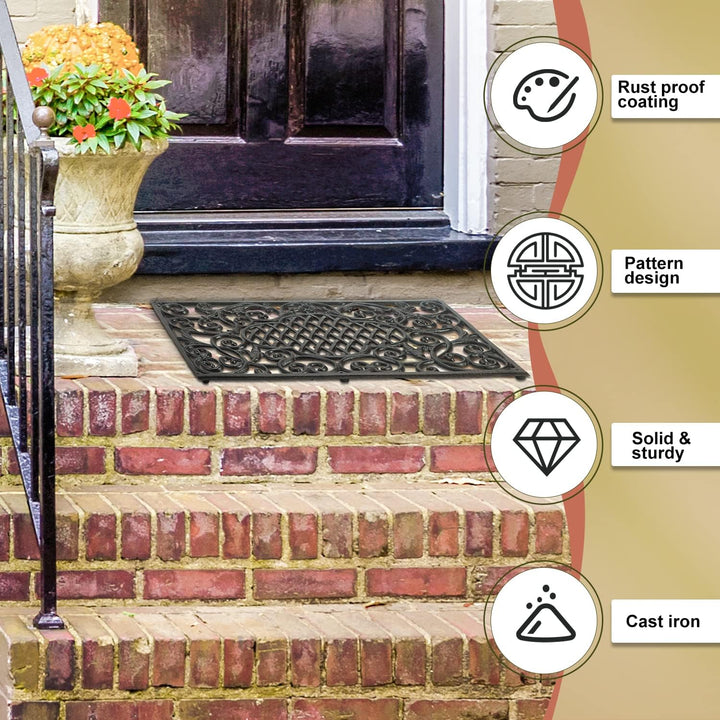 Sungmor Robuste Fussmatte aus Gusseisen – 61 cm Grosse, rechteckige Vorder Türmatte rutschfeste Auss