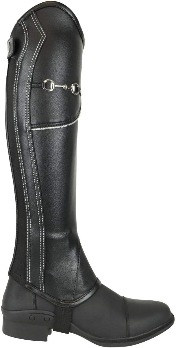 AK Chaps für Reitsport, mit extra Lederschutz innen Schwarz XXL, XXL Schwarzes/Silber