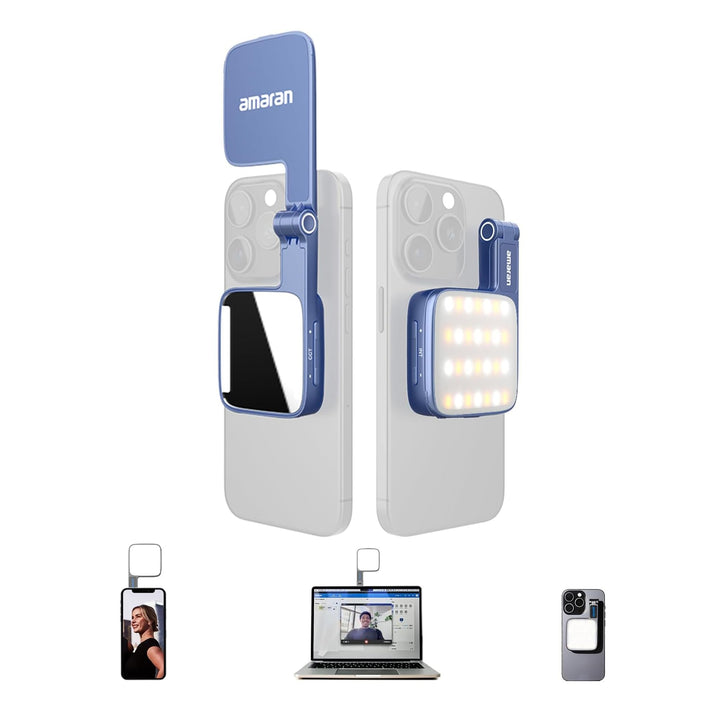 Amaran Go Magnetisches Selfie-Telefon-Licht, Dual-LED-Lichtquelle mit verstellbarem Spiegellicht, CC