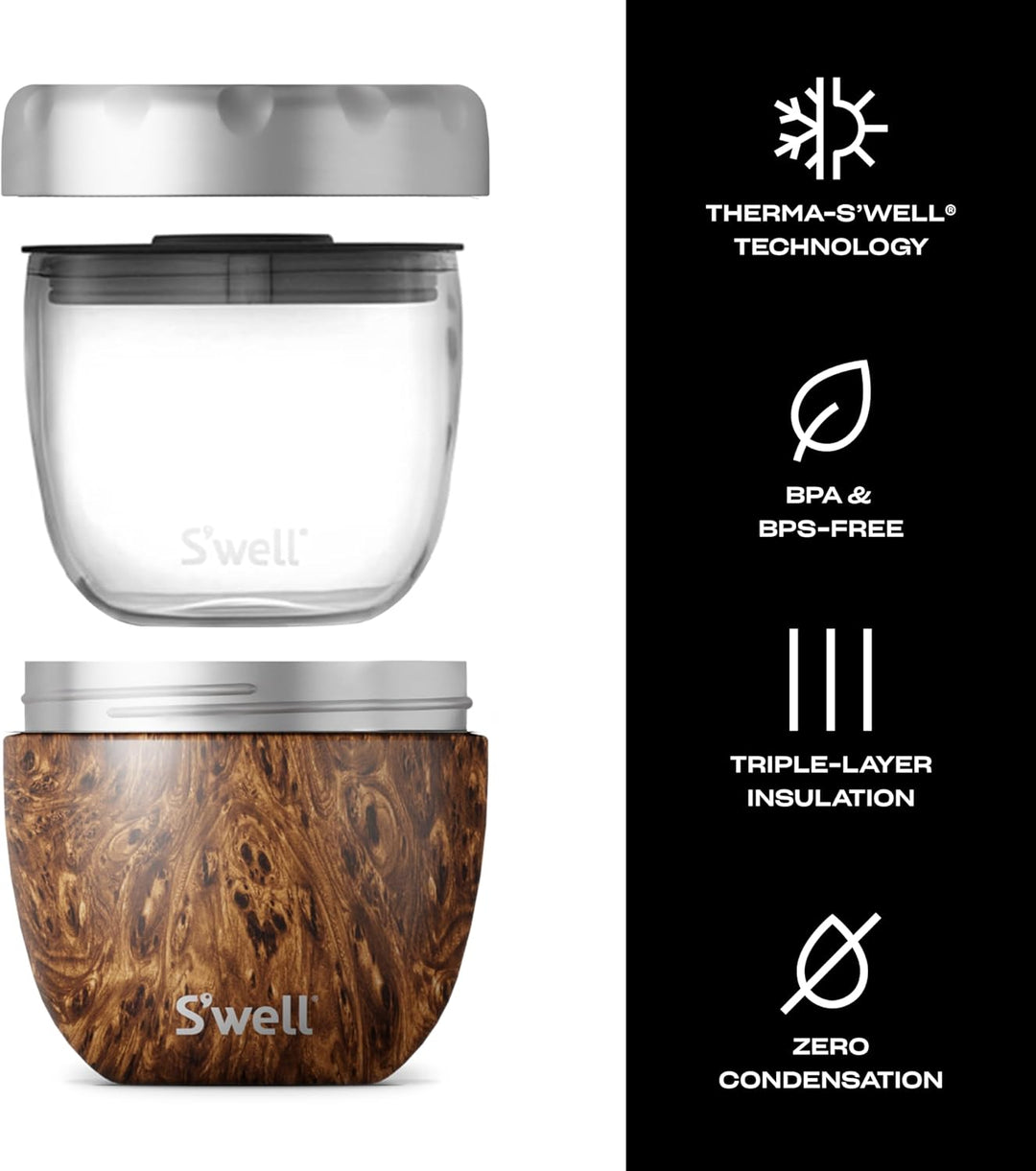 S'well Unisex – Erwachsene Lebensmittelbehälte 21.5oz Teakwood, 21.5oz Teakwood
