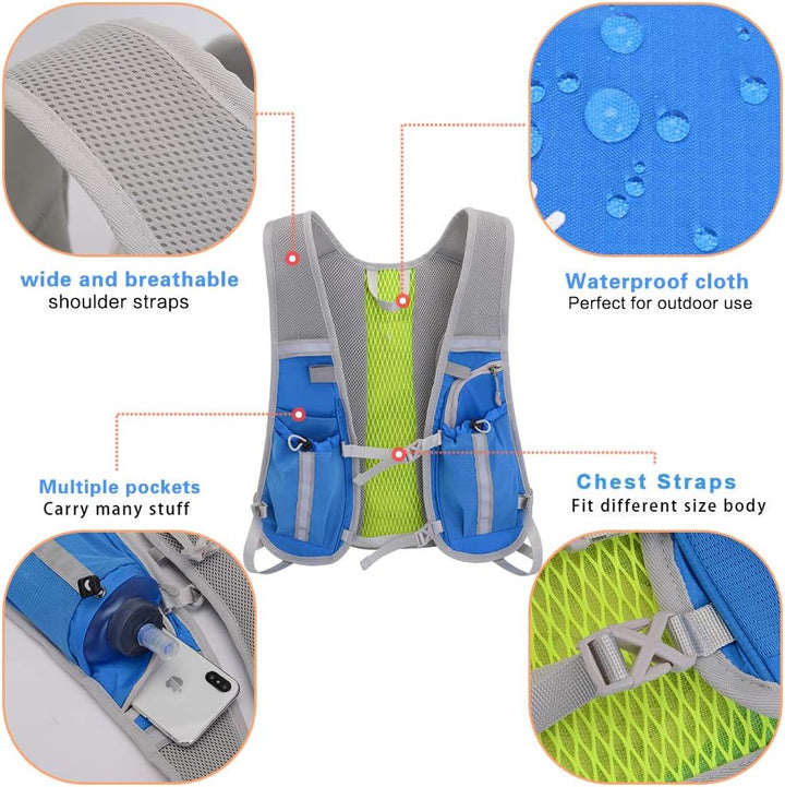 Geila Trinkrucksack mit Blase, 2 l, Trinkweste, atmungsaktiv, leicht, Rucksack, Outdoor, Sport, Mara