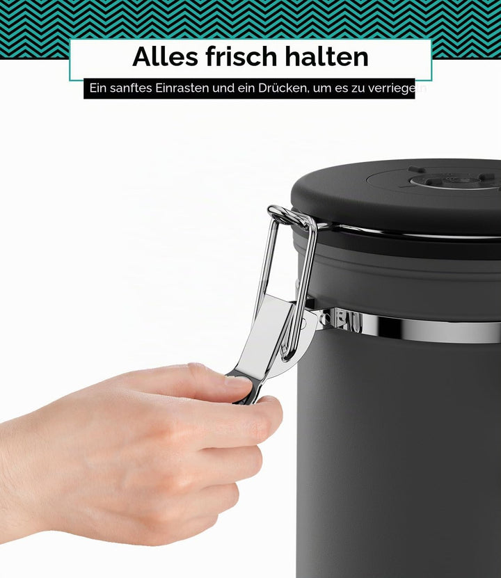 Coffee Gator-Edelstahl-Kaffeedose – Hält gemahlener Kaffee und Bohnen länger frisch – Behälter mit D