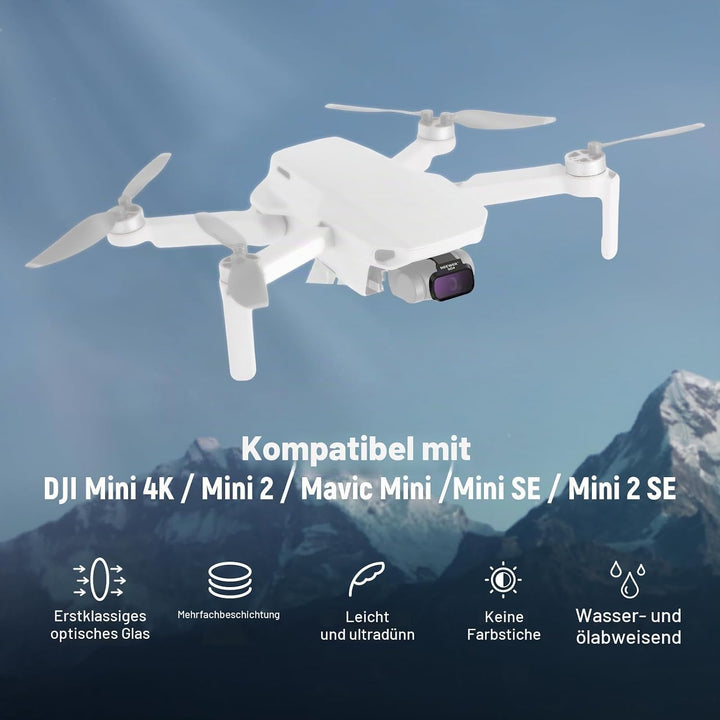NEEWER ND Filter Set Kompatibel mit DJI Mini 4K/2 SE/SE/2/Mavic Mini (4 STK.) ND4 + ND8 + ND16 + ND3