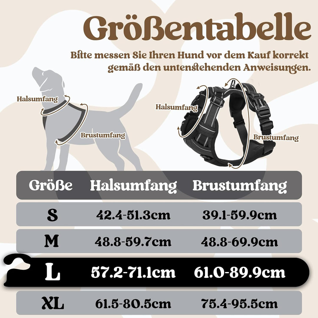 rabbitgoo Hundegeschirr Grosse Hunde, Verstellbare Geschirr Hund ohne Zug &amp; Würgen, Anti Zug Hundege