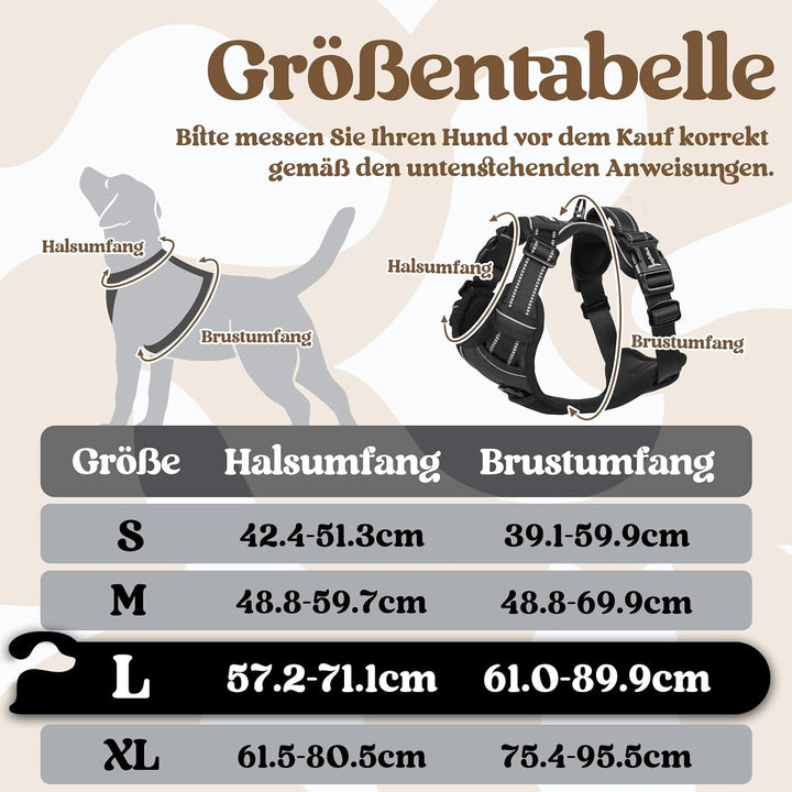 rabbitgoo Hundegeschirr Grosse Hunde, Verstellbare Geschirr Hund ohne Zug &amp; Würgen, Anti Zug Hundege