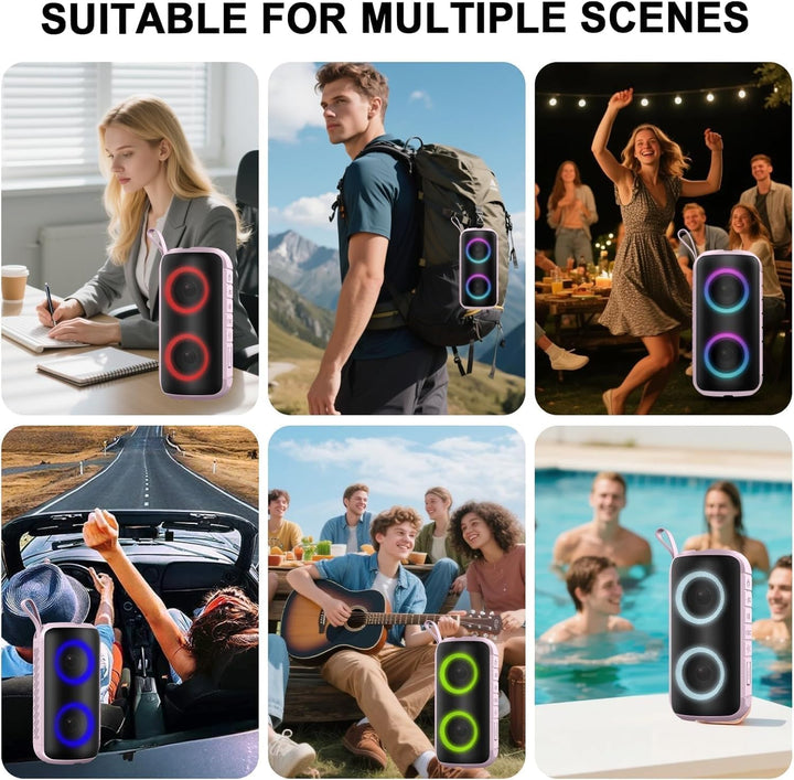 Hupoaf Bluetooth Lautsprecher mit Licht, Neues Musikbox Tragbarer Bluetooth Box mit 52mm Durchmesser