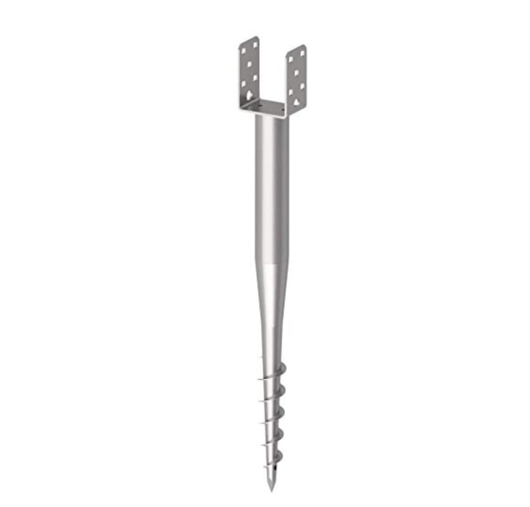 Krinner Bodenhülse U-Fix 91 (Eindrehbodenhülse für Kanthölzer, Pfostenträger, Länge 830 mm, für Holz