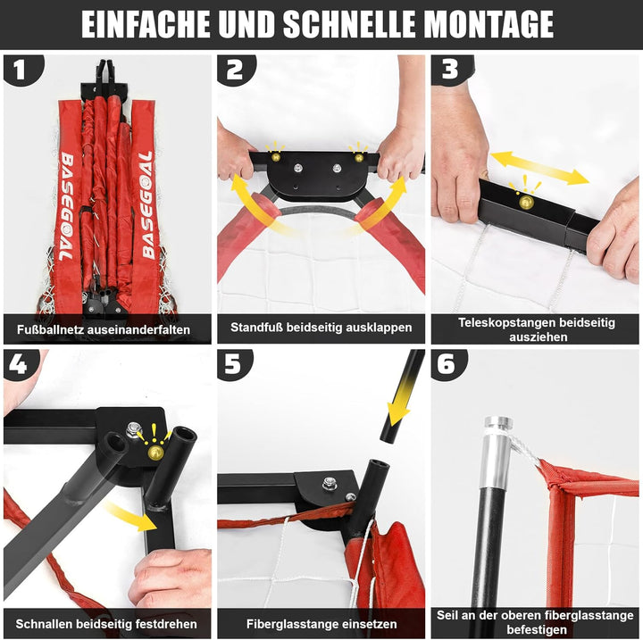 Fussballtor Outdoor [180cm/240cm/365cm], Faltbares Fussballtor Garten & Training mit Koordinationsle
