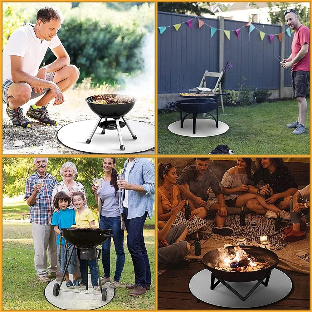 Qanye 24 Zoll Runde Feuerstelle Matte, Feuerstelle Matte, Grill Feuerfeste Unterlage, Feuerfeste Unt