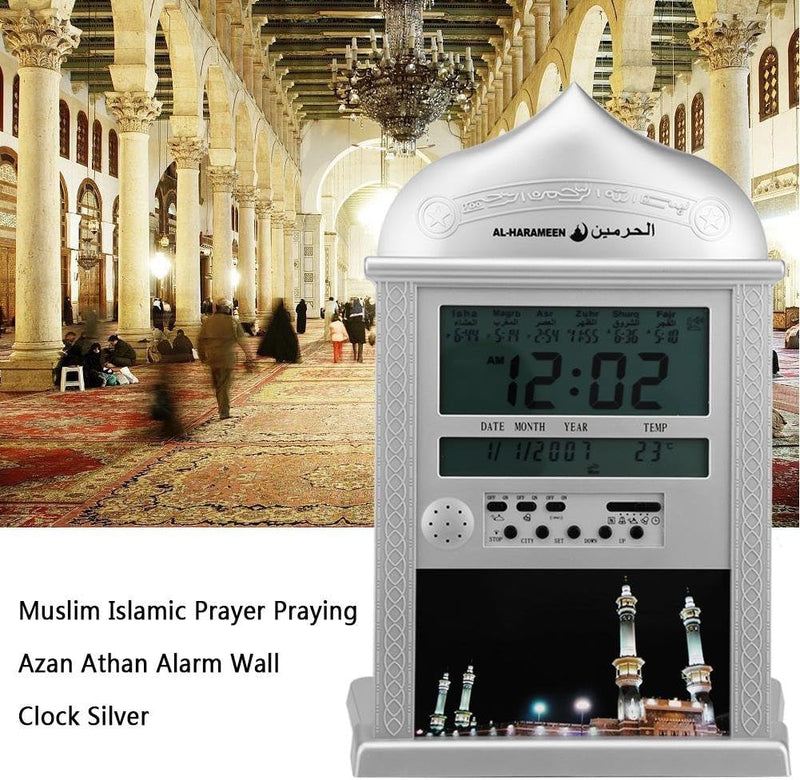 Islamischer Azan Wecker Muslim Azan Wanduhr Gebet Uhr Digital Alarm Athan Ha-4004 Azan Uhr Silber