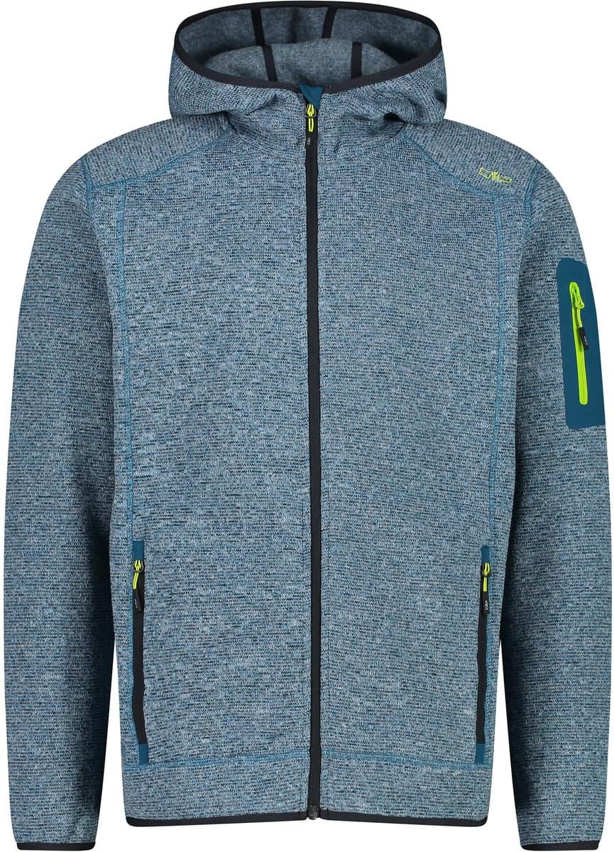 CMP Herren Herren-knit-tech-jacke mit Fester Kapuze MAN JACKET FIX HOOD 48 Rifftiefer See, 48 Riffti