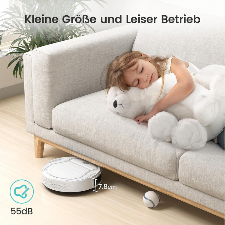 LEFANT Saugroboter, Superschlank Staubsauger Roboter mit Starke Saugleistung, WLAN Roboterstaubsauge