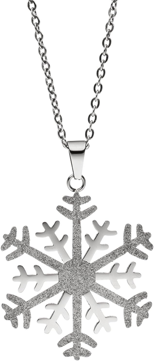 Jobo Damen Collier Kette mit Anhänger Schneeflocke Edelstahl mit Glitzer-Effekt 46 cm