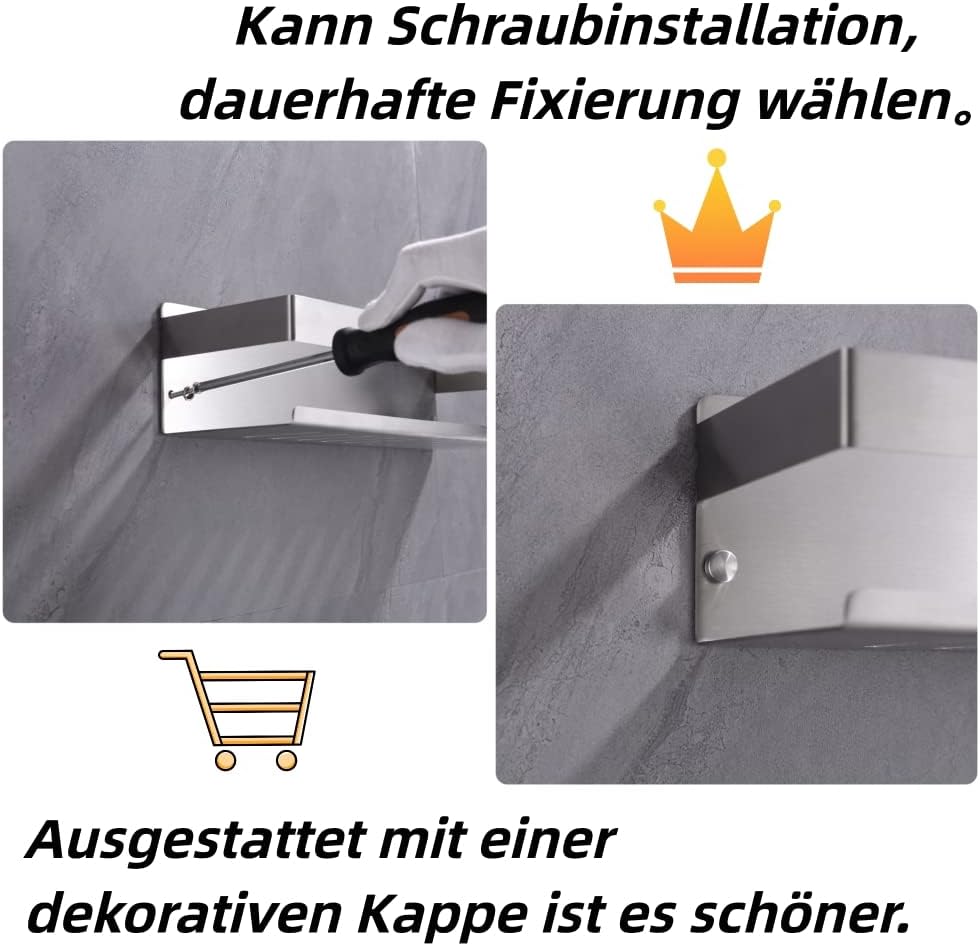 KigKog® Duschablage ohne Bohren Gebürstetes Nickel, Duschregal Wandmontage Edelstahl SUS304 Rostfrei