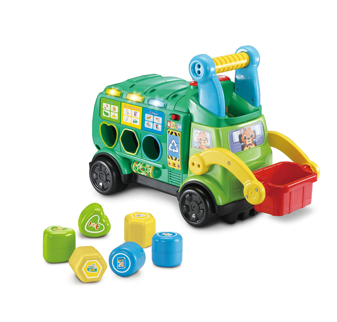 VTech Baby 2-in-1 Recycling-Rutschauto – Rutschfahrzeug und Sortierspielzeug in einem – Recycling sp