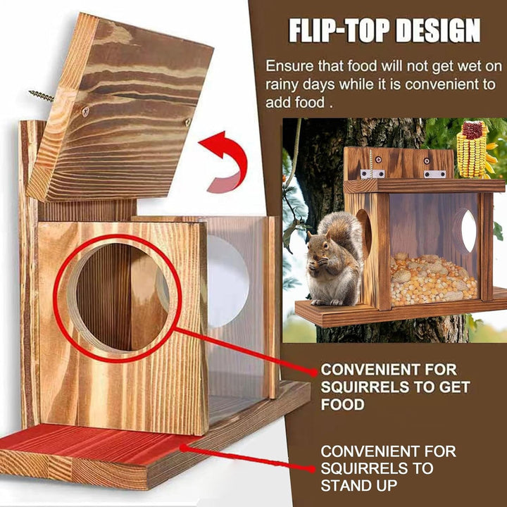 Holz Eichhörnchen Futterstation Natürliche Outdoor Streifenhörnchen Futterstation Grosse Kapazität S
