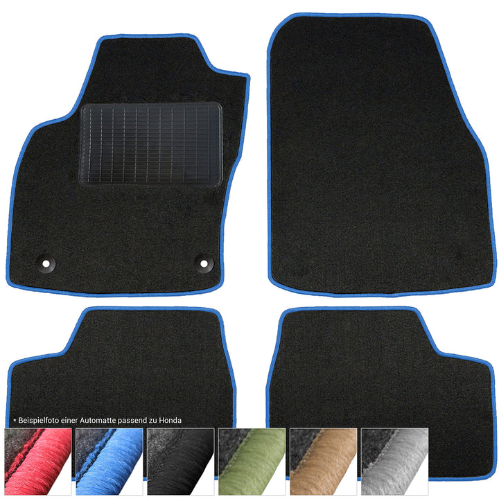 moto-MOLTICO Fussmatten Auto Velours Autoteppiche Schwarz Automatten Set 4-teilig passend für Honda