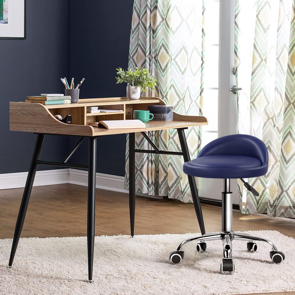 KKTONER Rollhocker mit Rückenlehne höhenverstellbar drehbar Arbeitshocker Drehhocker Rollhocker Büro