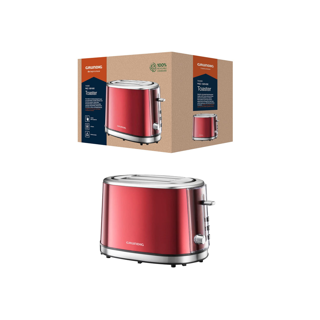 Grundig TA 6330 Toaster Red Sense, 18 centimeters l x 32 centimeters w x 20 centimeters h, Single