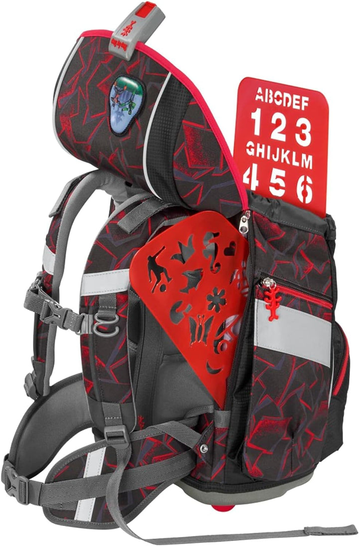 Step by Step Schulranzen-Set 2IN1 Plus Ninja Yuma, 6-teilig, schwarz-rot, ergonomischer Tornister mi