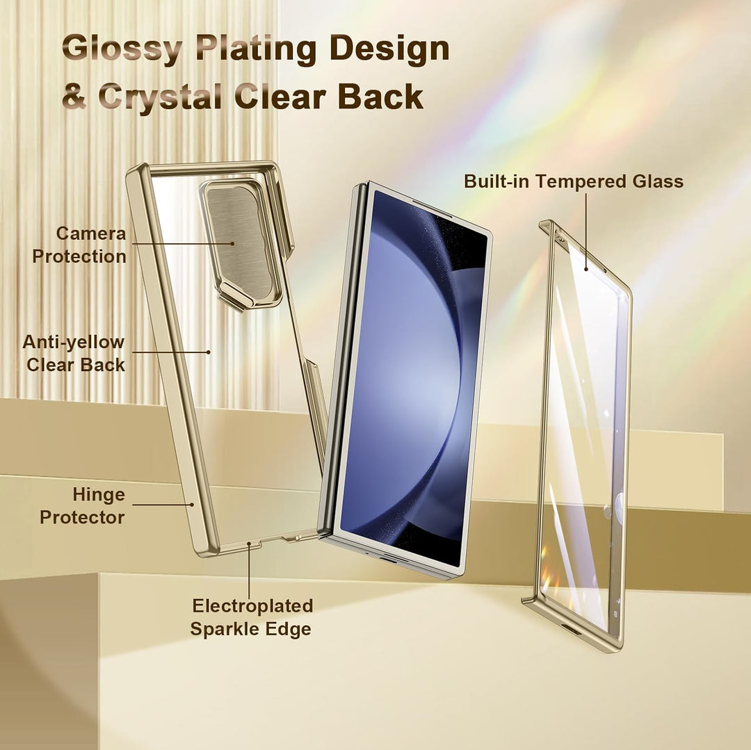 spoovcto für Samsung Galaxy Z Fold6 Hülle: mit integriertem Kamera- Ständer, Schutzschale, luxuriöse