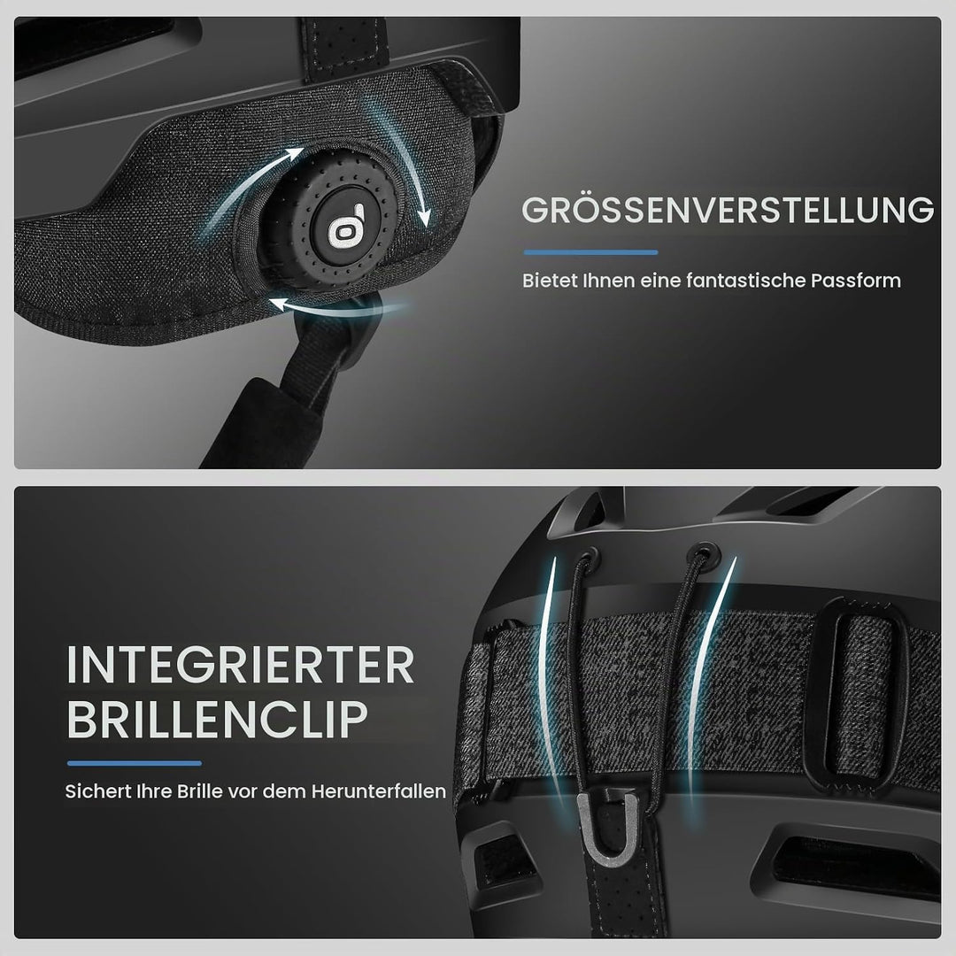 Odoland Skihelm mit Skibrille für Skifahren und Snowboard, Einstellbare Grössenverstellbar, mit Ohre