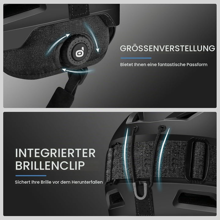 Odoland Skihelm mit Skibrille für Skifahren und Snowboard, Einstellbare Grössenverstellbar, mit Ohre