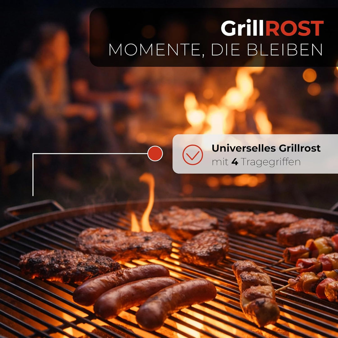Grillrost Grillgitter Ø80cm für Schwenkgrill aus Rohstahl mit 4 Tragegriffen Grillen Grill von CookK