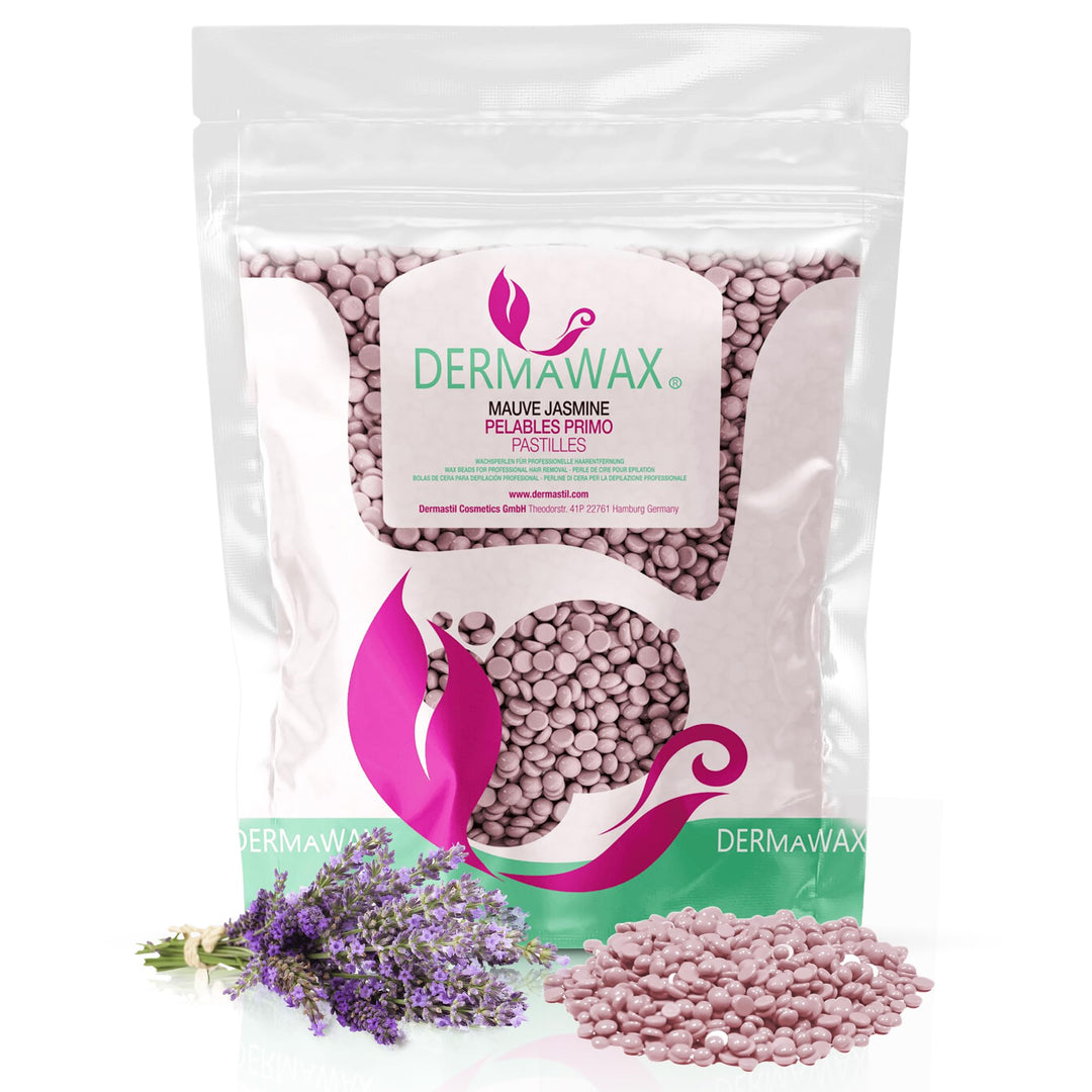 Dermawax Mauve Jasmin Wachs Filmwachs Heisswachs Waxing Perlen Wachsperlen Anwendung ohne Wachsstrei