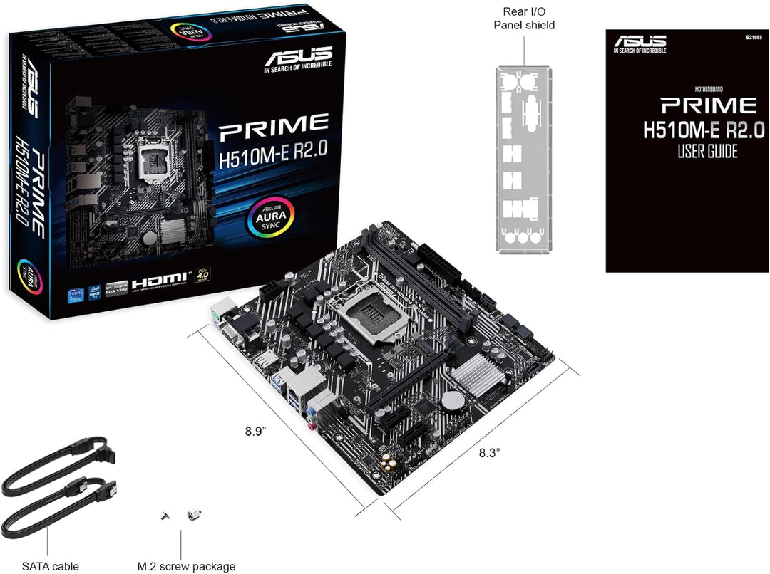 ASUS Prime H510M-E R2.0 Mainboard Sockel Intel LGA1200 (Intel H470 Chipsatz, mATX, DDR4, USB 3.2 Gen