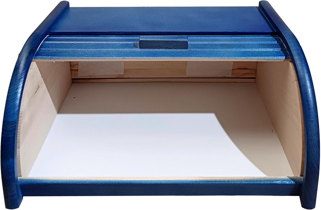 Brot-Box aus Holz, aufrollbar oder herunterklappbar, verschiedene Versionen erhältlich, holz, blau,