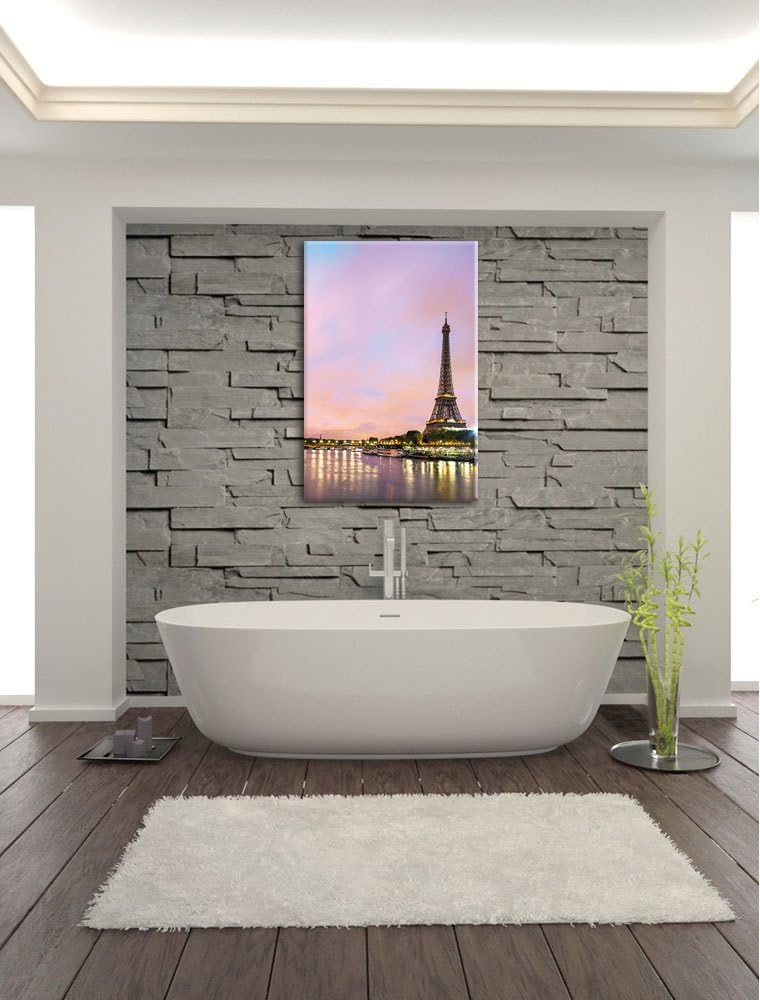 Eifelturm Paris bei Nacht, Format: 100x70 auf Leinwand, XXL riesige Bilder fertig gerahmt mit Keilra