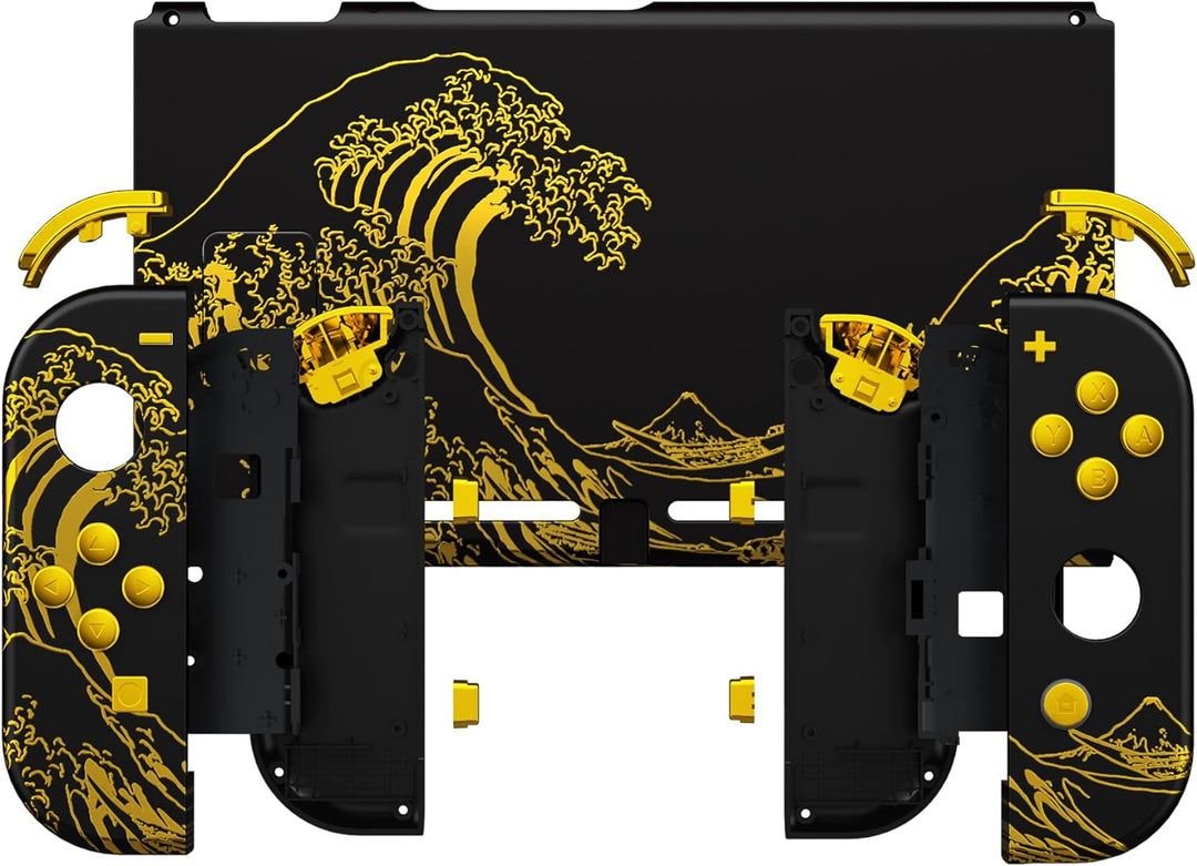 eXtremeRate Hülle Case für Nintendo Switch Joycon/Konsole, Rückgehäuse&Kickstand für Switch Console,
