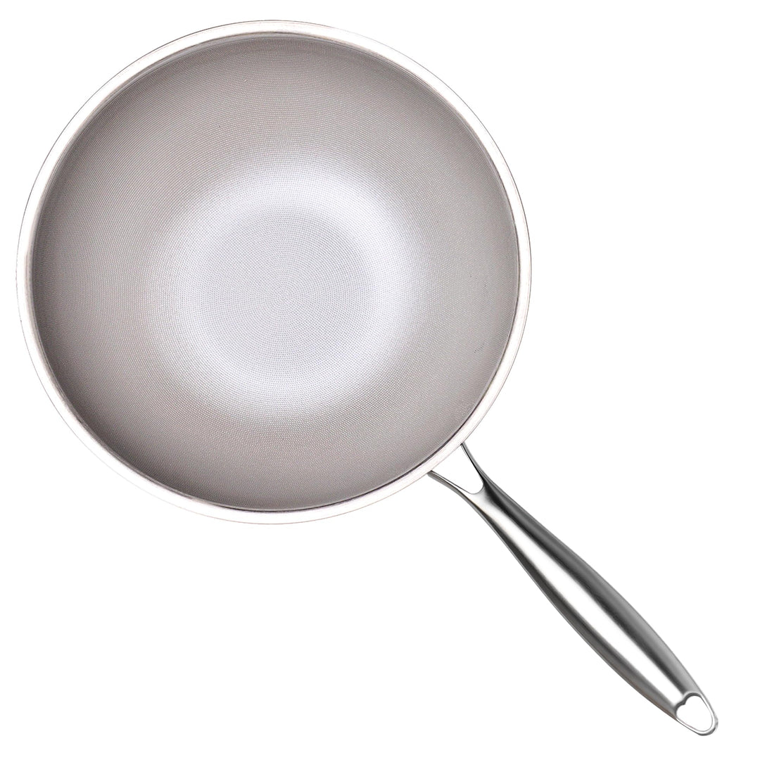 SSGP Titan-Wokpfanne 28-30cm, PFOA-frei & unbeschichtet, 3-Schicht-Vollkapselboden für Induktion & G