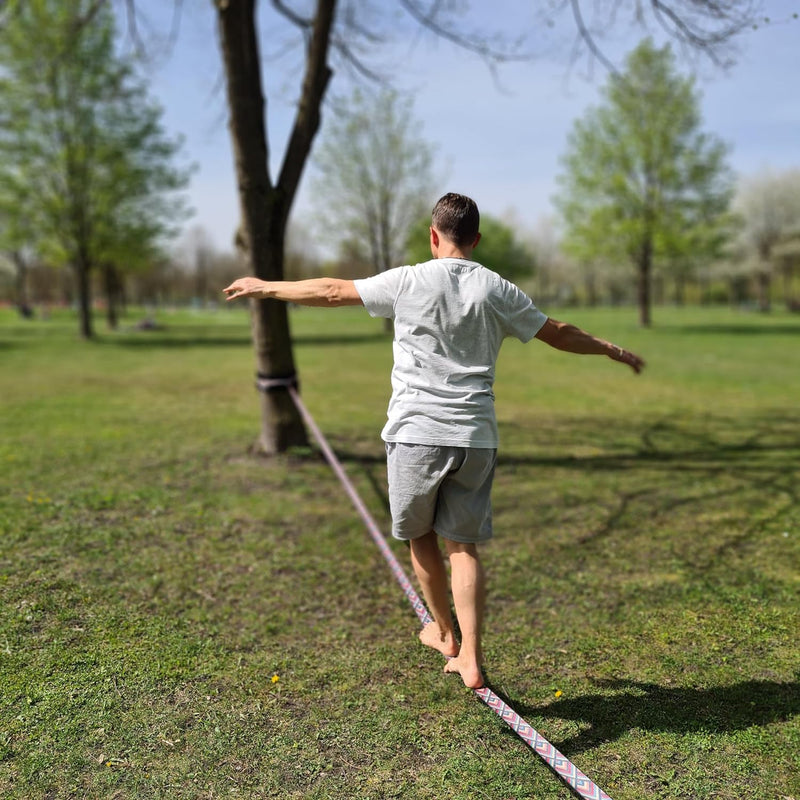 Slackline Set, Striving, 15-35m Länge, Komplettset für Kinder, Anfänger, Fortgeschrittene und Profis