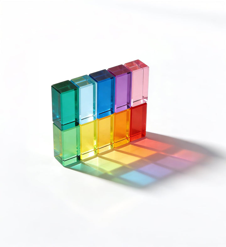 20pcs Acryl Bausteine Kinder - Sensorik Bausteine Jelly Blocks, Lichtbausteine, Montessori Regenboge