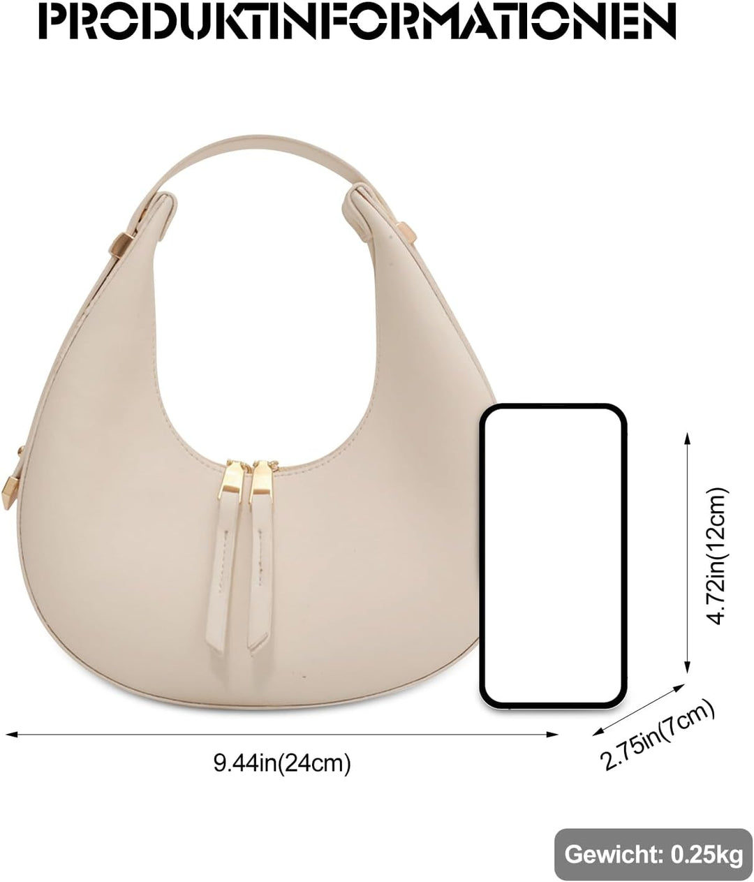 Ergocar 2022 Neu Damen Handtasche, Frau Elegant Halbmond-Tasche, Modisch Schultertasche Damen, Tote