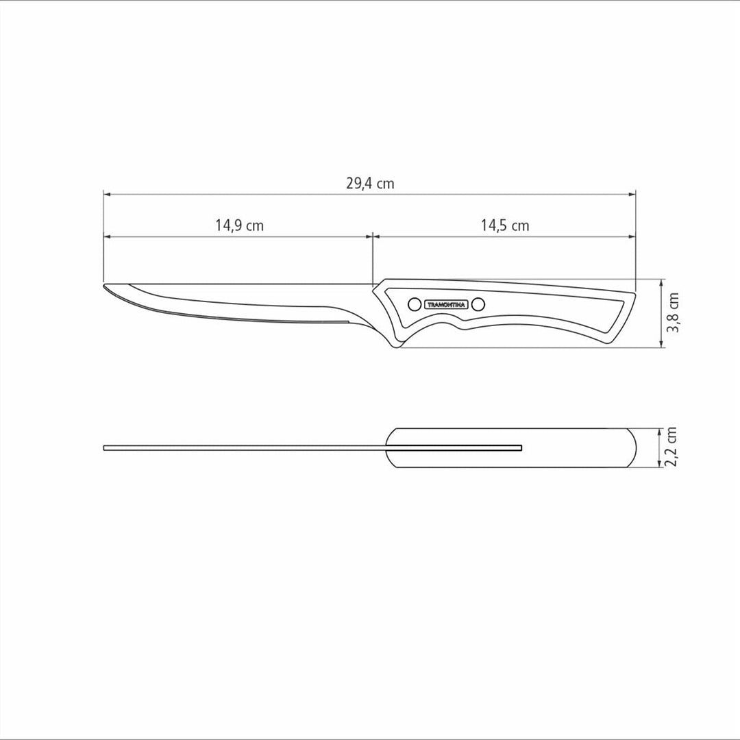 Tramontina CHURRASCO BLACK Ausbeinmesser, Klinge 15 cm, rostfreier Edelstahl, ergonomischer Holzgrif