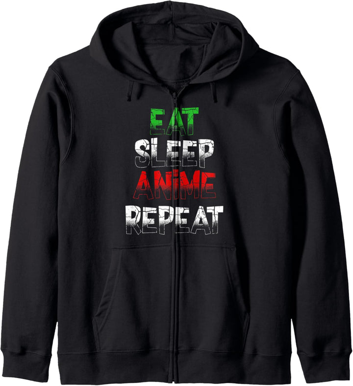 Eat Sleep Anime Repeat Kawaii Otaku Manga Japan Fan Kanji Kapuzenjacke