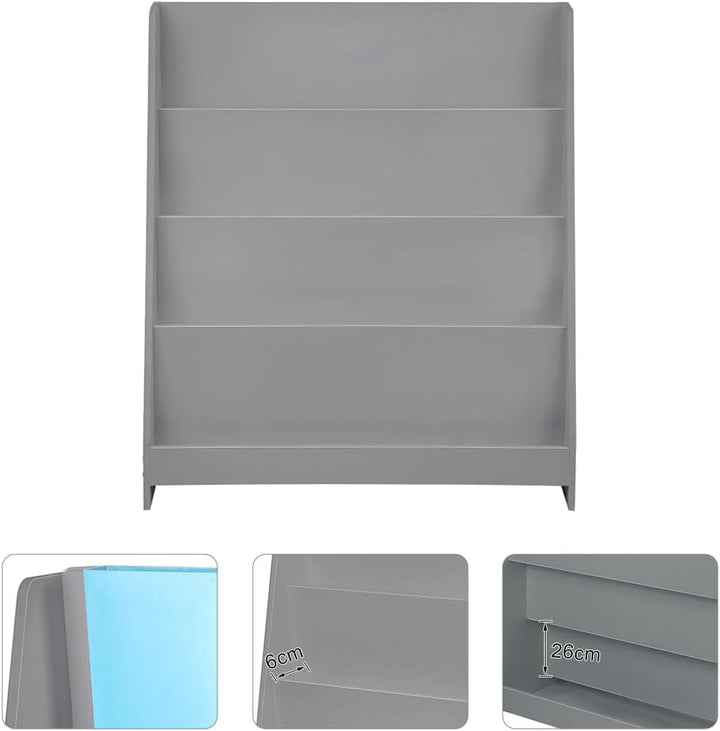 OHMG Bücherregal für Kinder, Aufbewahrung, Spielzeug, Kinder, Bibliothek, Buch, 4 Ebenen, Bücherrega