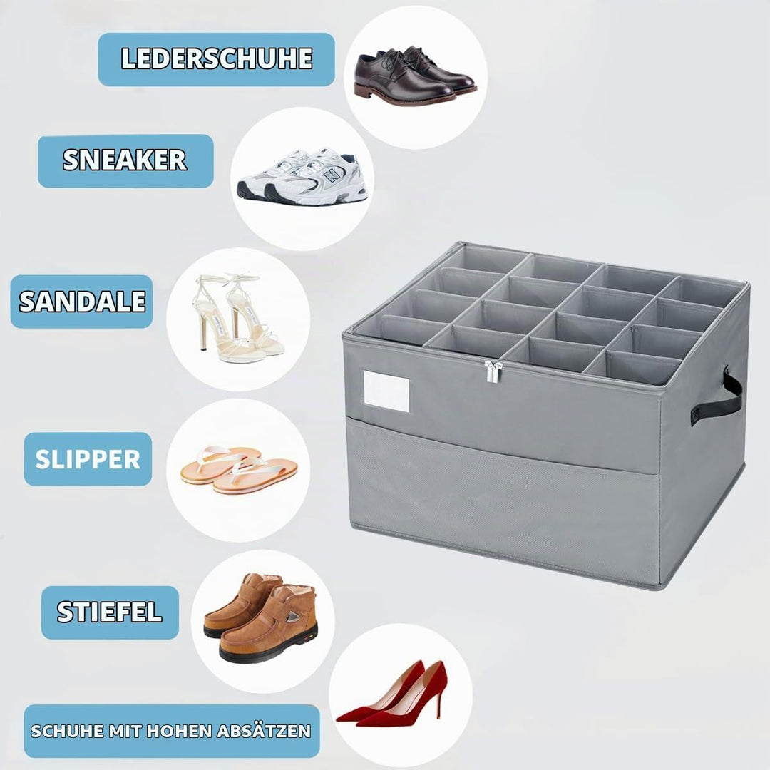 Schuhorganizer für Closet, Passt 16 Paare, grosse Schuhschrank, Schuhbox mit Durchsichtigem Deckel,