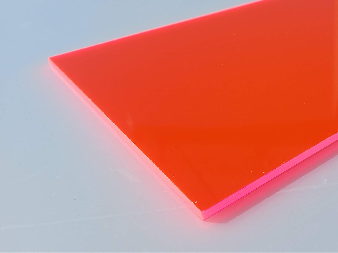 Platte Acrylglas GS, 1000 x 500 x 5 mm, Fluoreszierend rot Zuschnitt alt-intech®