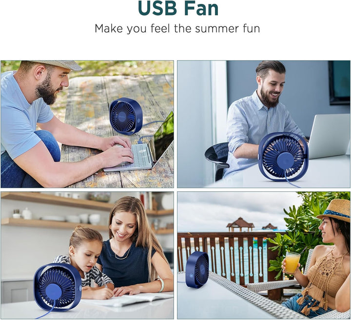 EasyAcc USB Ventilator, Mini Ventilator, Leise USB Tischventilator mit 2 Jahre Garantie, Starker Exq