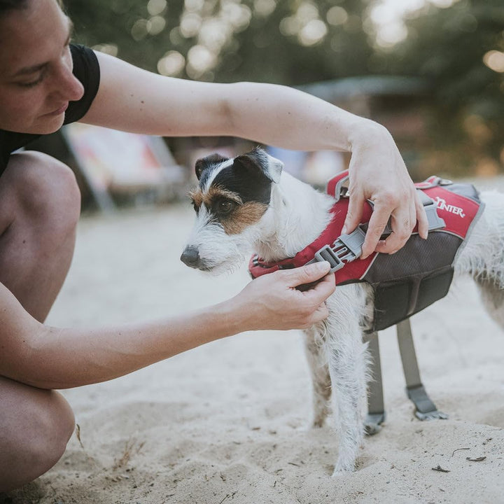 HUNTER Hunde-Schwimmweste MOSS, Farbe: rot, maximale Sicherheit durch starken Auftrieb, individuell