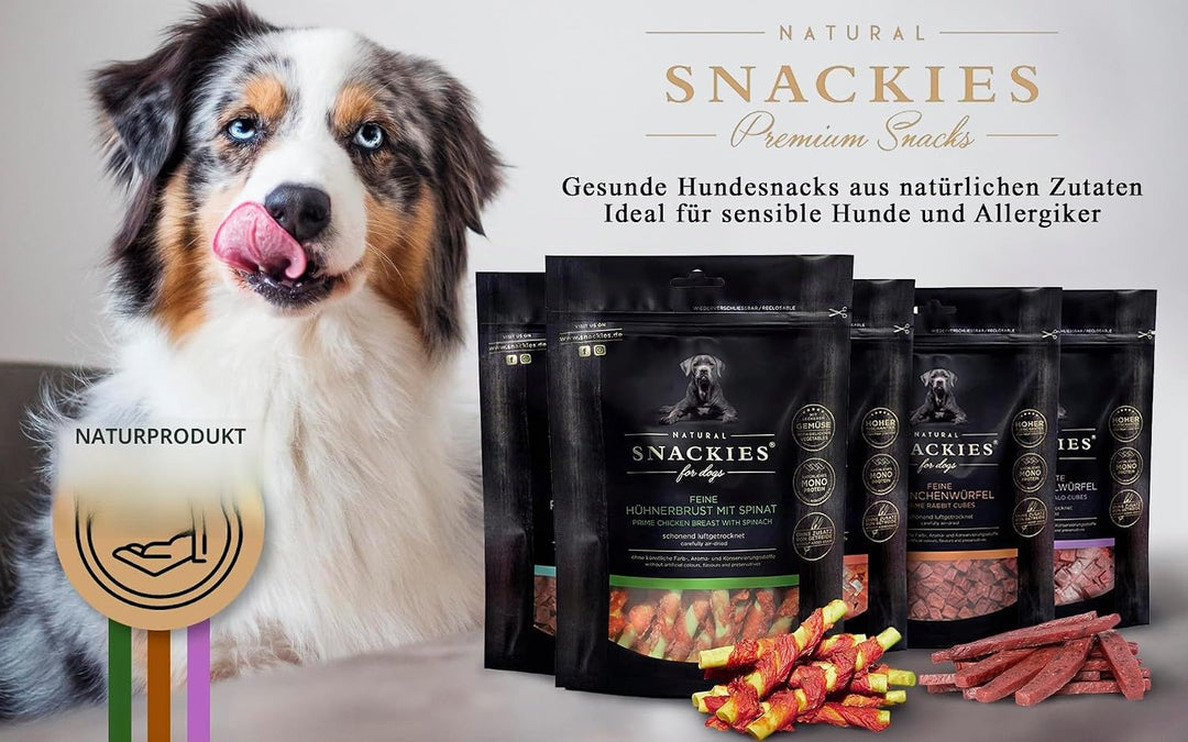 SNACKIES Vorteils-Set Genuss 8+1 Pack (à 170/180g) Premium Snacks für Hunde ohne Zusatz von Getreide