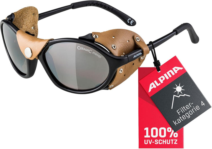ALPINA SIBIRIA - Kat.4 Gletscherbrille mit seitl. Blend- & Windschutz aus Leder und Gletscherbrille1
