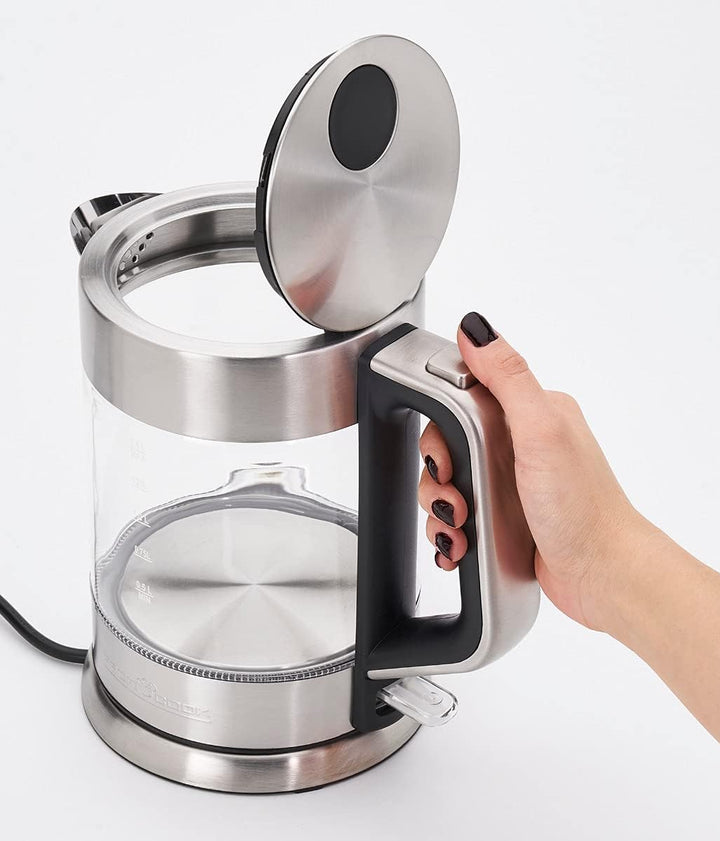 ProfiCook PC-WKS 1107 G Edelstahl-Glas-Wasserkocher, 1,5 L, 2200 W maximal, Edelstahlheizelement, St
