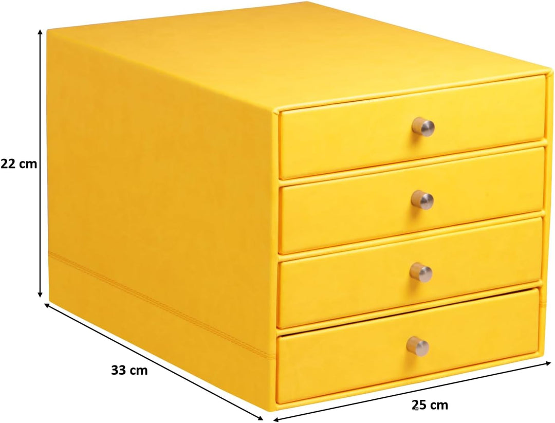 Rhodia 318966C Schubladenbox (mit 4 Schubladen, Griffe aus Metall, Kunstleder, elegant und praktisch