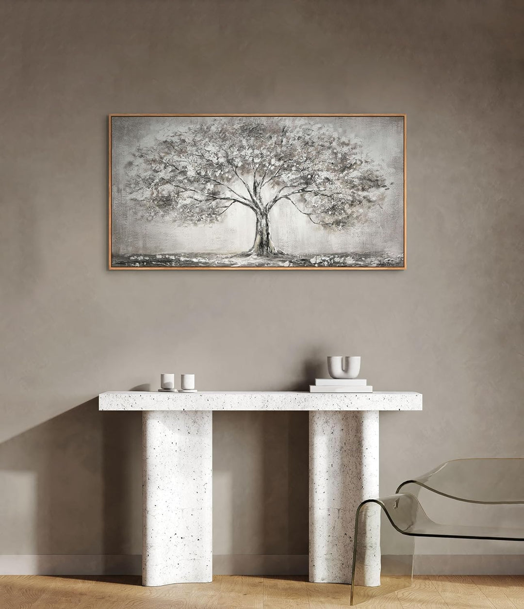 YS-Art Acryl Gemälde auf Leinwand handgemalt Lebensbaum Abstrakte Kunst Bilder Wohnzimmer Wandbilder