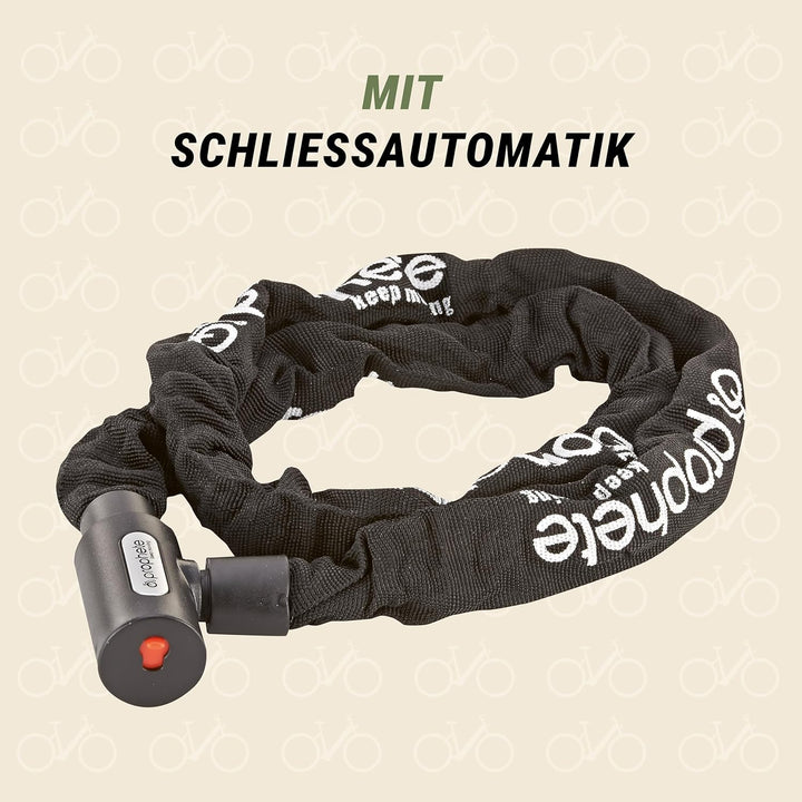 Prophete Fahrradschloss, Kettenschloss mit Schliessautomatik, Schlüsselwegfallsperre, Länge 120 cm,